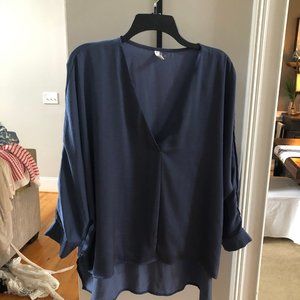 satin blue oversized top